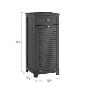 Lyonsdale Wood Cabinet Laundry Hamper with Handles Grey