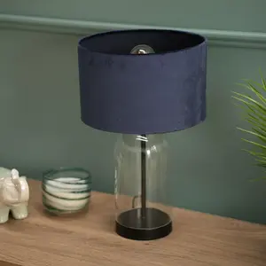 Glass Desk Lamp Black / Navy