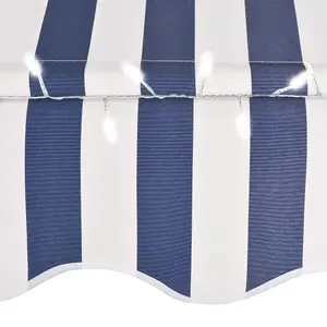 Berkfield Manual Retractable Awning with LED 350 cm Blue and White