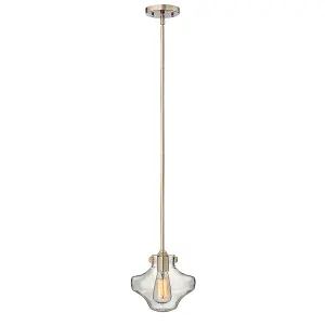 Elstead Congress 1 Light Ceiling Pendant Brushed Caramel Clear Glass, E27