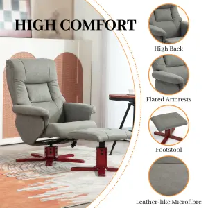 HOMCOM Recliner Chair with Footstool, Backrest Adjustable, Armchair, Grey