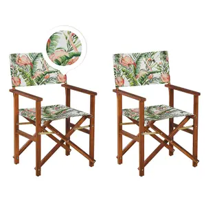 Set of 2 Garden Chairs CINE Acacia Wood Dark Wood