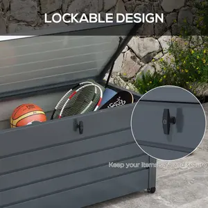 Outsunny 331L Outdoor Storage Box Waterproof with Wheels and Lock