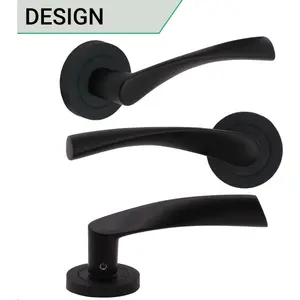 Matt Black Round Door Handle 51mm Pack of 2