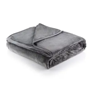 Minky Luxury Throw, King Size Blanket, Grey