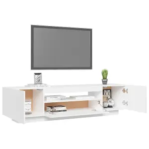 Berkfield TV Cabinet with LED Lights White 160x35x40 cm