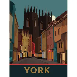 Georgina Westley York Framed Canvas Print Brown/Blue/Red (50cm x 40cm)