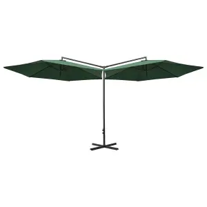 Berkfield Double Parasol with Steel Pole Green 600 cm