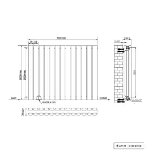 Right Radiators 600x767mm Horizontal Double Oval Column Designer Radiator Anthracite