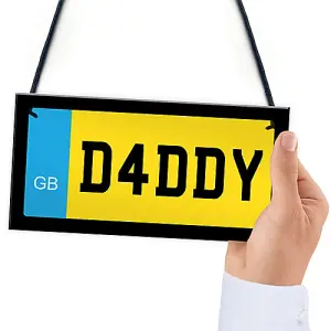 Red Ocean Best Dad Daddy Novelty Number Plate Sign Fathers Day Gift For Daddy From Daughter Son Man Cave Bedroom Sign