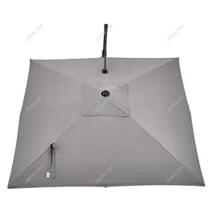 2.5M Light Grey Rotatable Crank Tilt Garden Roman Umbrella Cantilever Parasol with Cross Base