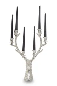 Interiors by Premier 6 Candles Stag Head Candelabra Holder, Candle Holder for Dining Table, 6 Candle Holder Centrepiece