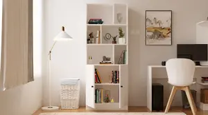 ELISE White Bookcase With 2 Doors