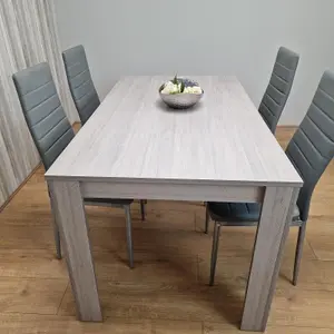 Dining Table and 4 Chairs Grey 4  Grey Leather Chairs Wood Dining Set Furniture