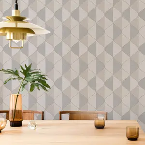 Fresco Ogee Textured Geometric Natural Wallpaper