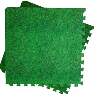 Grass Effect Interlocking Eva Foam Mats Soft Floor Tiles Fitness Yoga Kid Play 60 x 60cm (16 SQ.FT) pack of 4 mats