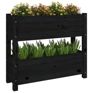 Berkfield Planter Black 77x25x66 cm Solid Wood Pine