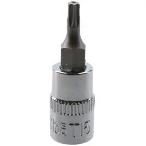 T15 1/4" Drive Tamper Proof Torx Star Bit 37mm Tamper Torx Chrome Vanadium Steel