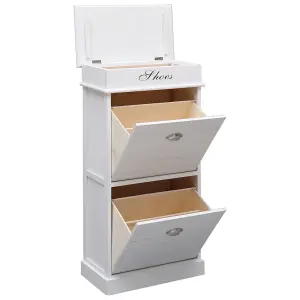 Berkfield Shoe Cabinet White 50x28x98 cm Paulownia Wood