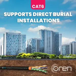 Oren CAT6 Outdoor Ethernet Cable 100M - Direct Burial - 23 AWG Pure Copper Wire - 400 MHz Bandwidth UTP, LAN Network Cable