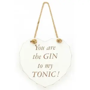 Hanging Wooden Heart Shaped Plaque Home Decoration Message You Are The Gin To My Tonic