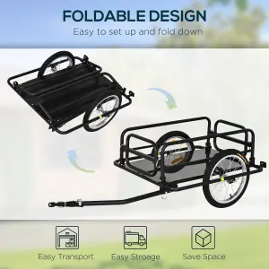 HOMCOM Bicycle Cargo Trailer for Shop Luggage Storage Utility w/ Hitch