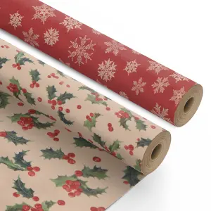 Kraft & Co 2 Pack Christmas Wrapping Paper Roll  (Ginger Bread)