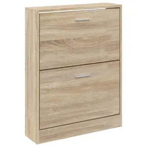 Berkfield Shoe Cabinet Oak 59x17x81 cm Engineered Wood