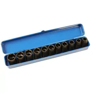 US PRO Tools 11PC 1/2" DR 6 Point Shallow Impact Metric Socket Set 10 - 21mm 3926