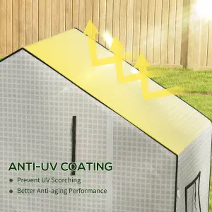 Outsunny PE Greenhouse Cover Replacement with Door and Mesh Windows, White