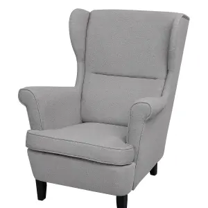 Wingback Chair ABSON Fabric Grey