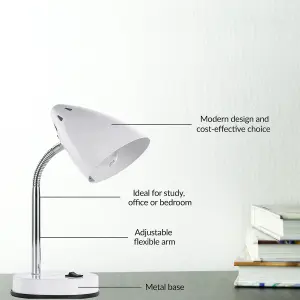 Innoteck Cone Flexible Neck Desk Lamp - White