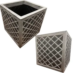 2x Large Square Lazio Effect Planters For Garden Indoor & Outdoor Patio Planters Pots