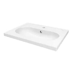 GoodHome Levanna Gloss White Rectangular Vanity Basin (W)60.6cm