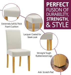 Hallowood Furniture Straight Back Beige Fabric Chairs with Oak Legs