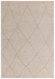 Cream Geometric Modern Rug Easy to clean Living Room and Bedroom-160cm X 230cm