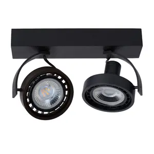 Lucide Dorian Modern Twin Ceiling Spotlight - LED Dim to warm - GU10 - 2x12W 2200K/3000K - Black