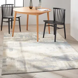 White Modern Easy to Clean Abstract Rug for Living Room, Bedroom - 160cm X 221cm