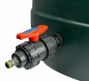 Water butt/rain barrel/tank outlet valve with hose connector,3/4" bsp adaptor(requires26mm hole)