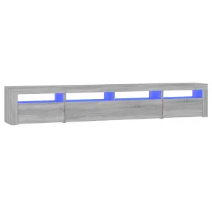 Berkfield TV Cabinet with LED Lights Grey Sonoma 240x35x40 cm