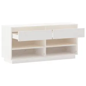 Berkfield Shoe Cabinet White 110x34x52 cm Solid Wood Pine