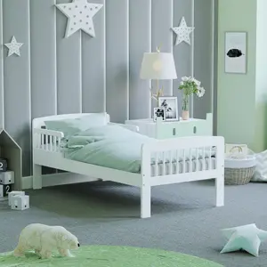 Junior Vida Scorpio White Toddler Bed Frame, 140 x 70cm