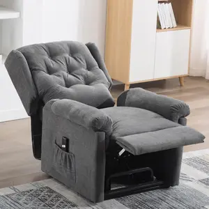 Barnsley Fabric Electric Single Motor Riser Rise Recliner Lift Mobility Tilt Armchair Charcoal