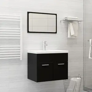 Berkfield 2 Piece Bathroom Furniture Set Black Engineered Wood