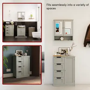 Bath Vida Priano Grey 4 Drawer 1 Door Freestanding Bathroom Cabinet Unit