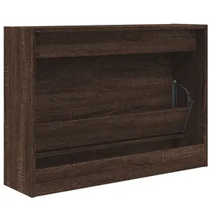 Shoe Cabinet Brown Oak 80x21x57 cm Engineered Wood