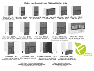 Kitchen Corner Unit Base Cabinet Cupboard L-Shape 900mm 90cm Grey Gloss Luxe