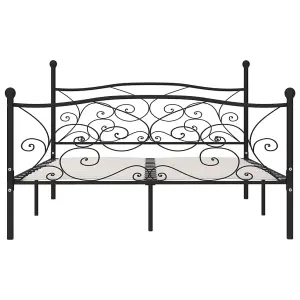 Berkfield Bed Frame with Slatted Base Black Metal 180x200 cm 6FT Super King