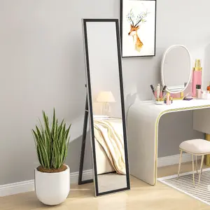 HOMCOM Floor Mirror Wall Mounted Leaning Standing Mirror 37 x 157cm Black