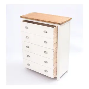 Lovere 5 Drawer Chest of Drawers Chrome Cup Handle